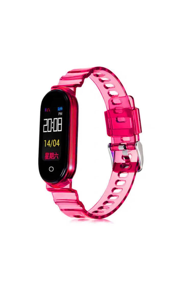 Decent Case Xiaomi Mi Band 3 / 4 / 5 / 6 Compatible Transparent Hard Silicone Watchband Pink