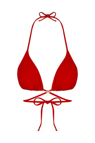 Beria Women's Cross Tie Detailed Triangle Drawstring Red Bikini Set - photo 2