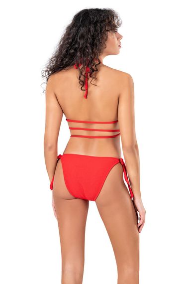 Endeep Women's Cross Tie Detailed Drawstring Red Bikini Set - photo 3