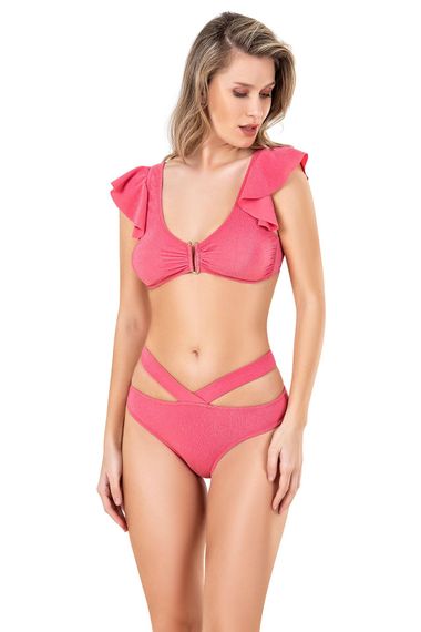 Endeep Women's U Accessory Flounce Pink Bikini Set - صورة 1