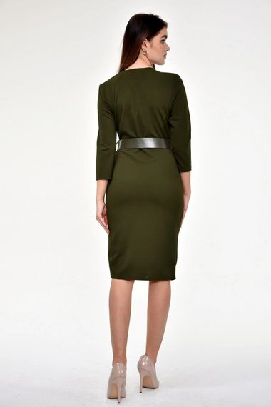 فستان نسائي من Apsen ذو ياقة مزدوجة الصدر وحزام موسمي بطول متوسط ملفوف - صورة 2