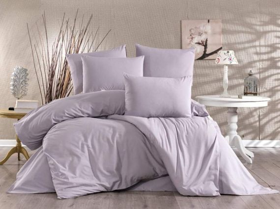 Elastic Lilac color king size duvet cover set