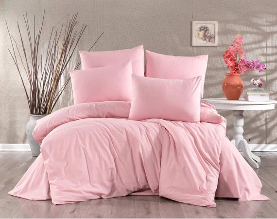 Elastic Pink color king size duvet cover set