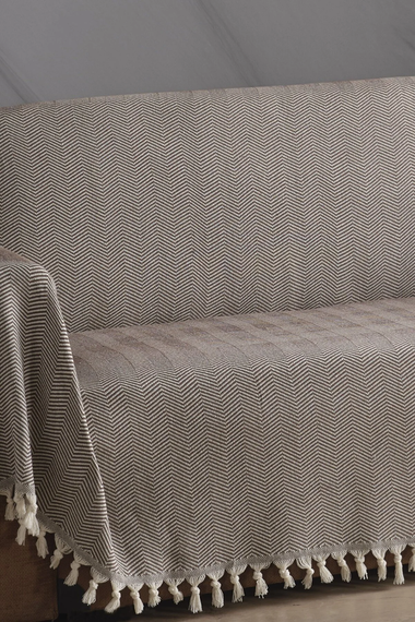 LADYNIL غطاء أريكة طبيعي يغطي الأذرع بني داكن 180x300 - صورة 3