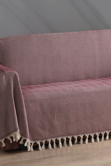 LADYNİL Natural Sofa Cover Covering the Arms Claret Red 180x300 - photo 3