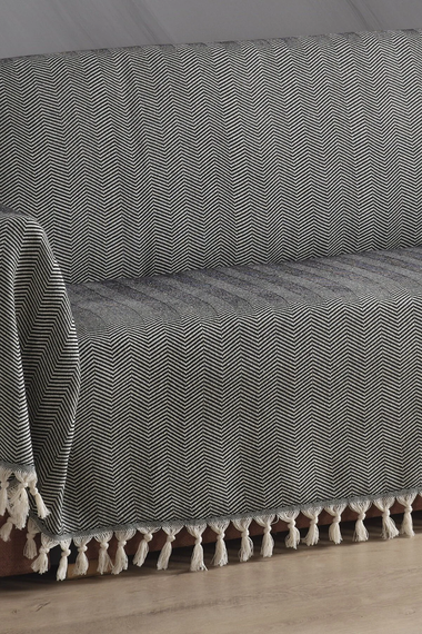 LADYNIL غطاء أريكة طبيعي يغطي الأذرع أسود 180x300 - صورة 3