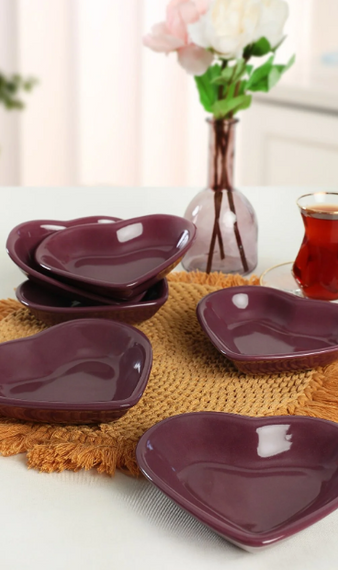 Purple Heart Snack Bowl / Sauce Bowl 14 Cm 6 Pieces 498