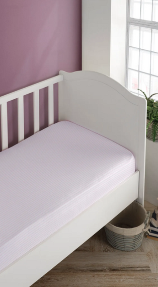 LADYNİL Baby-child ملاءة سرير من القطن العضوي المرن المرن 60x120 - 70x140 متوافقة مع مخطط وردي