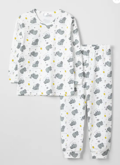 Boy | Bear Printed | Cream | Long Sleeve | Pajama Set - photo 1