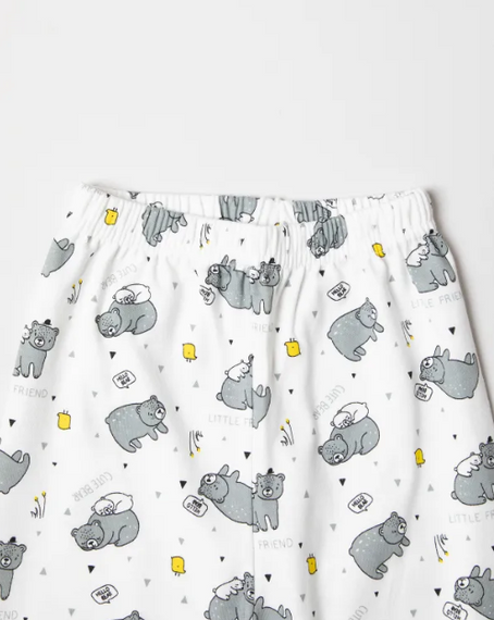 Boy | Bear Printed | Cream | Long Sleeve | Pajama Set - photo 4