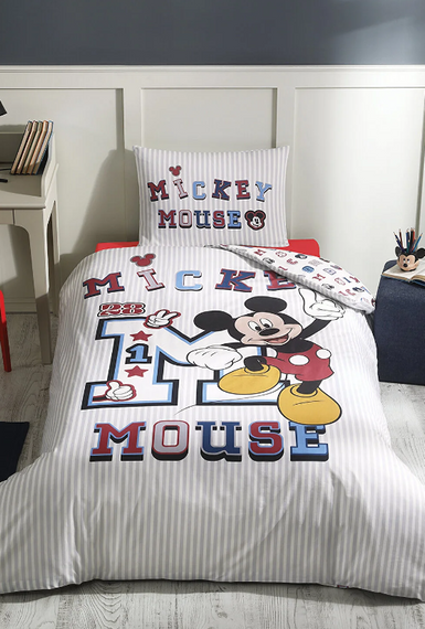 Özdilek ميكي ماوس كلية واحدة ديزني مرخصة ملاءة سرير مطاطية مجموعة غطاء لحاف للأطفال