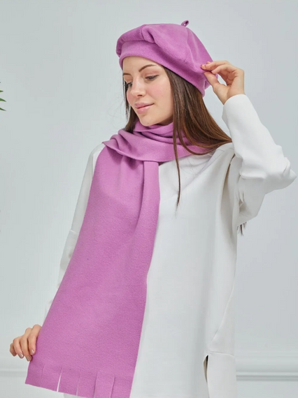 coraltoptan Scarf Suit Painter Beret Fleece French Model pink