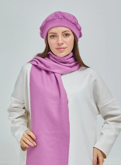 coraltoptan Scarf Suit Painter Beret Fleece French Model pink