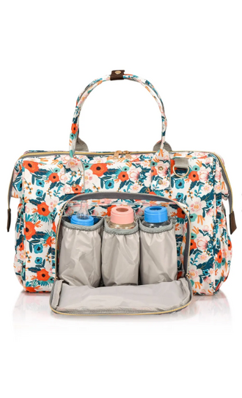 Сумка для багажа с цветами для мамы и ребенка, сумка для ухода за ребенком с плечевым ремнем - фото 3