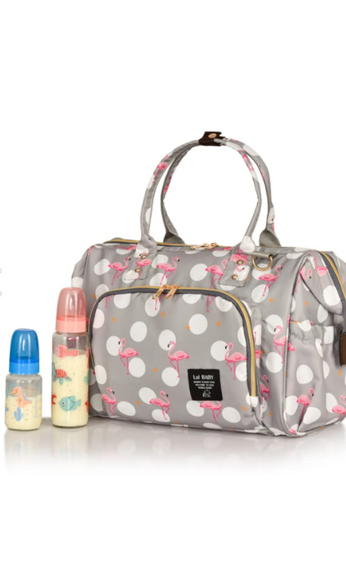 Сумка для багажа Фламинго Серая сумка для ухода за мамой и ребенком с плечевым ремнем - фото 1