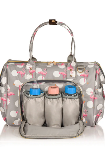 Сумка для багажа Фламинго Серая сумка для ухода за мамой и ребенком с плечевым ремнем - фото 4