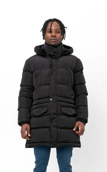 Water And Windproof Thick Puffer Black Long Coat - photo 1