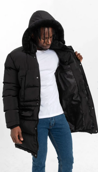 Water And Windproof Thick Puffer Black Long Coat - photo 2