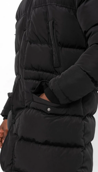 Water And Windproof Thick Puffer Black Long Coat - photo 5