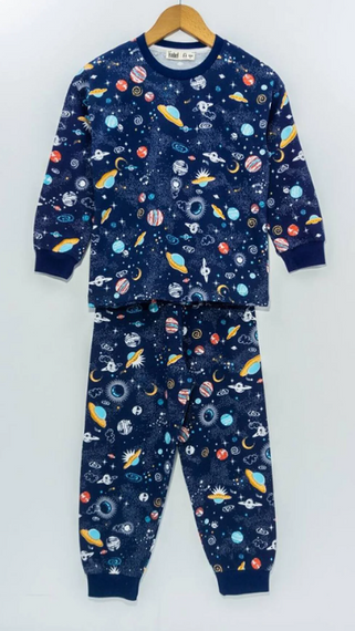 Boy's Space Patterned Pajama Set - photo 1