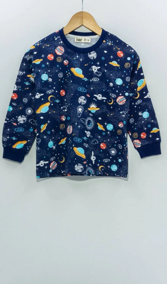 Boy's Space Patterned Pajama Set - photo 2