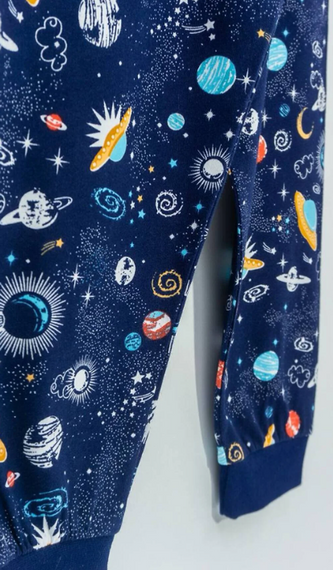 Boy's Space Patterned Pajama Set - photo 4