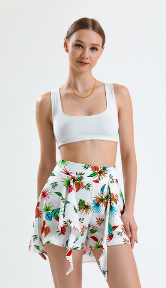 Woven Viscose Floral Short Skirt - photo 1