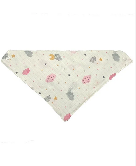 100% Organic Cotton Muslin Fabric Snap Fastener Baby Drool Bib Scarf 3 Pieces - photo 4