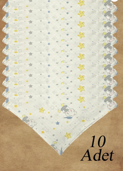 100% Organic Cotton Muslin Fabric Snap Fastener Baby Drool Bib Scarf 10 Pieces