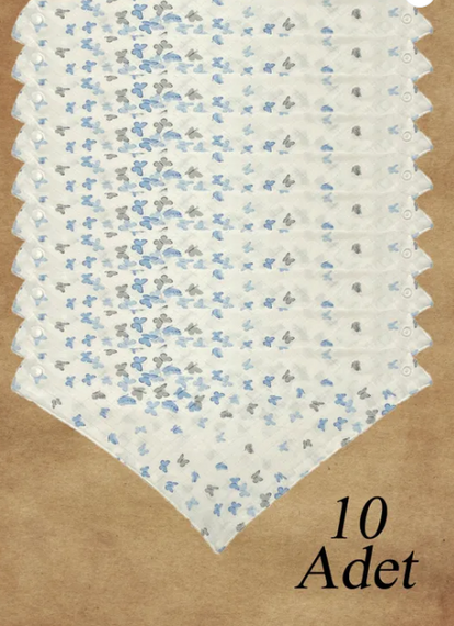 100% Organic Cotton Muslin Fabric Snap Fastener Baby Drool Bib Scarf 10 Pieces