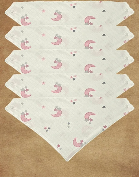 100% Organic Cotton Muslin Fabric Snap Fastener Baby Drool Bib Scarf 5 Pieces