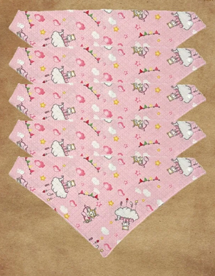 100% Organic Cotton Muslin Fabric Snap Fastener Baby Drool Bib Scarf 5 Pieces