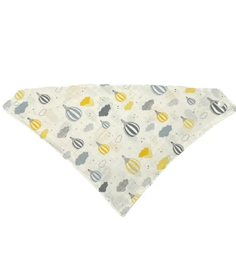 100% Organic Cotton Muslin Fabric Snap Fastener Baby Drool Bib Scarf 5 Pieces