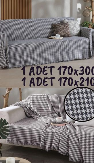 Kazayağı Koltuk Örtüsü Takımı Antrasit-1 Adet 170x300 1 Adet 170x210 - photo 1