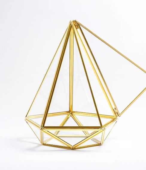 El Crea Designs Teraryum Cam Fanus Geometrik Pirinç Gold Kapaklı Çikolata Kutusu Dekoratif Aksesuar Modern Konsept - photo 1