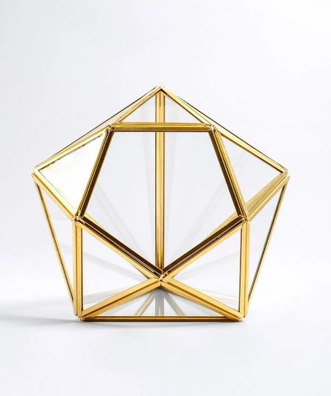 El Crea Designs Teraryum Cam Fanus Geometrik Pirinç Gold Kapaklı Çikolata Kutusu Dekoratif Aksesuar Modern Konsept - photo 3