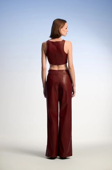 Velvet Burgundy Pants - fotoğraf 3