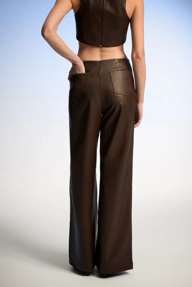 Velvet Brown Pants - fotoğraf 3