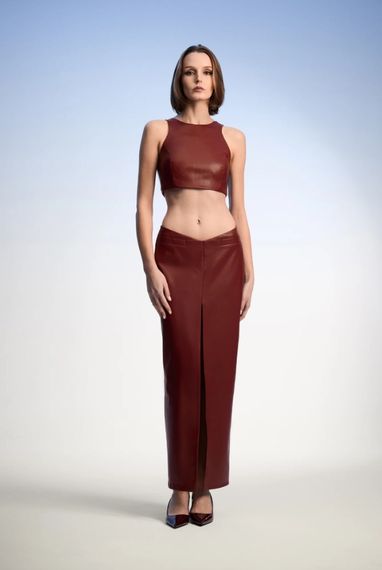 Viola Burgundy Midi Skirt - صورة 2