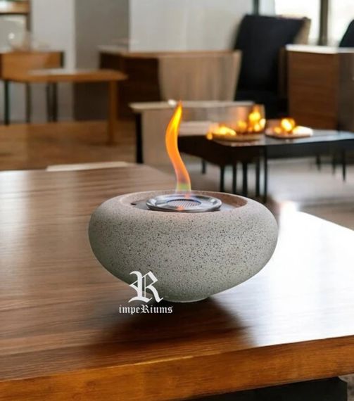 Perla Bacasız Terrazzo Masaüstü Bioethanol Şömine - fotoğraf 1