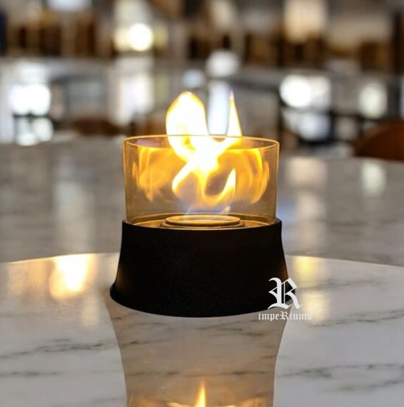 Black Bacasız Metal Tasarım Masaüstü Bioethanol Şömine - fotoğraf 1