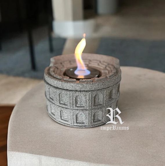 Kolezyum Tasarımlı Terrazzo Masaüstü Bioethanol Şömine - fotoğraf 3